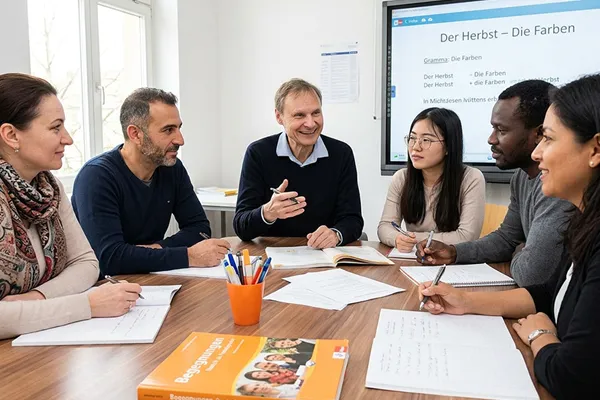 Sprachkursteilnehmer-Prüfergruppe